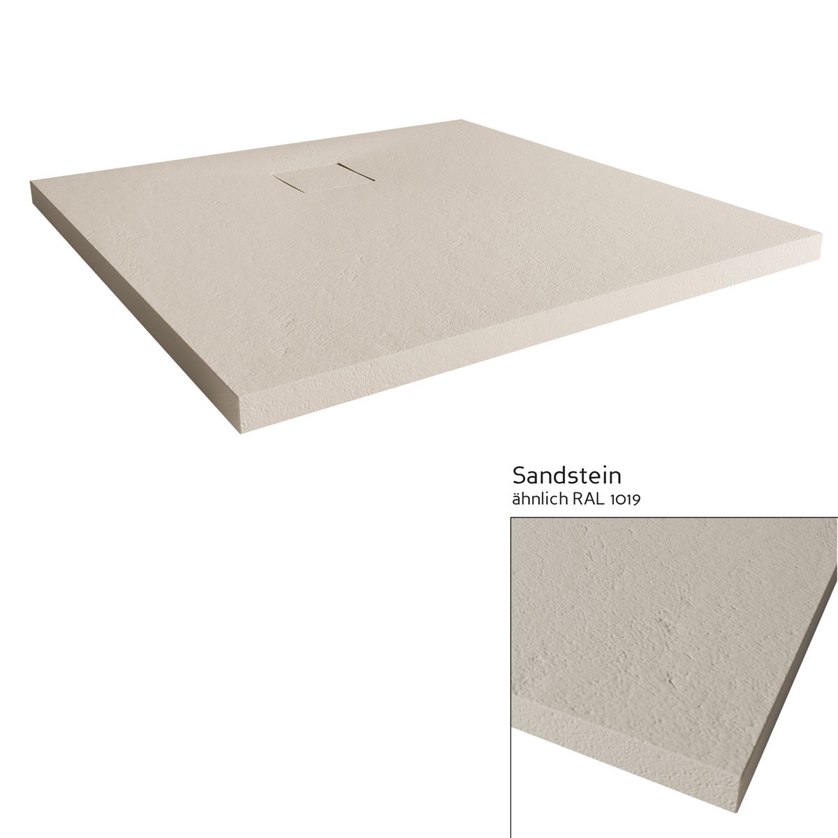 QUICK72 Mineralgruss-Duschwanne Modern Line Steinoptik, Sandstein, 900 / 1400 mm