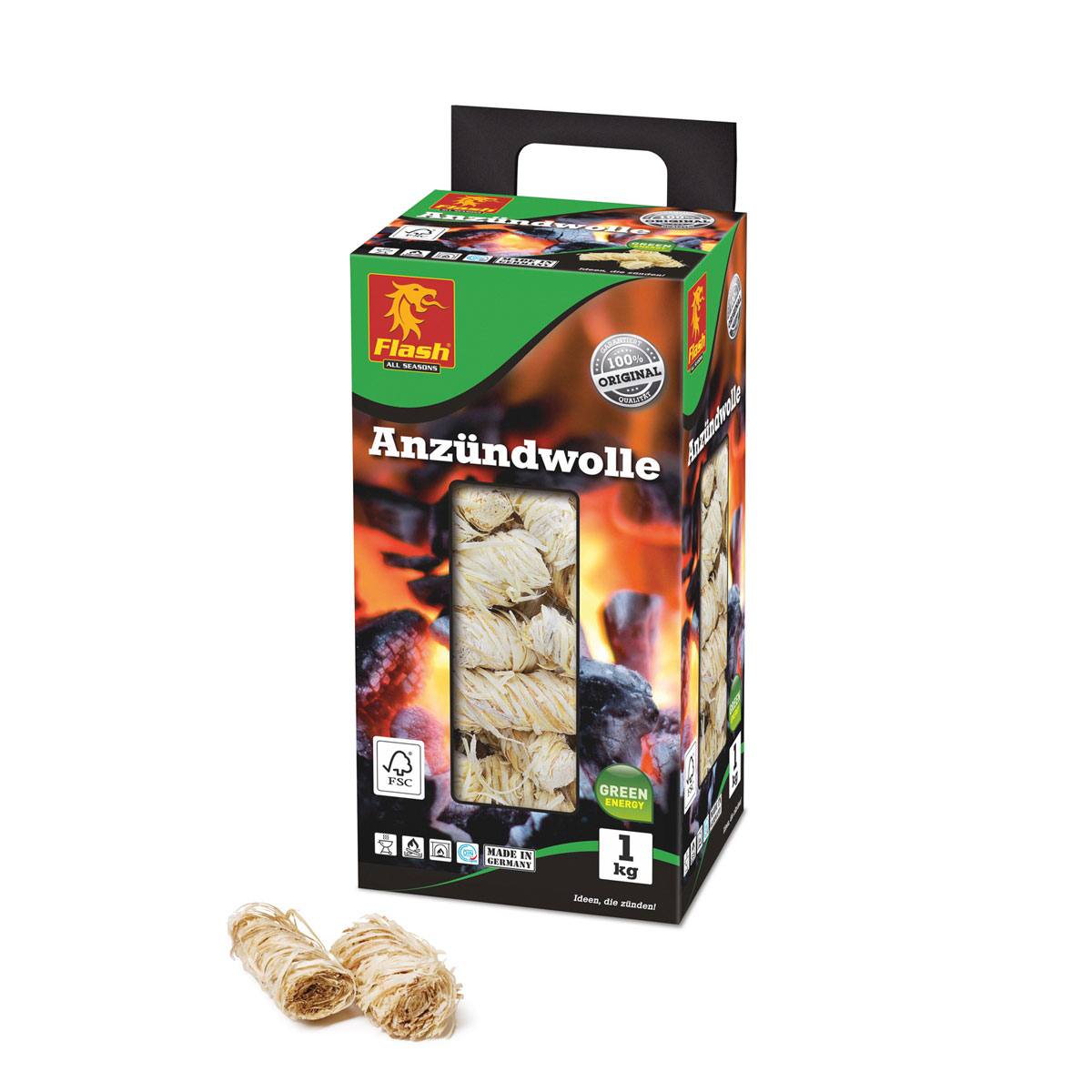 Flash Anzündwolle 1kg-Box