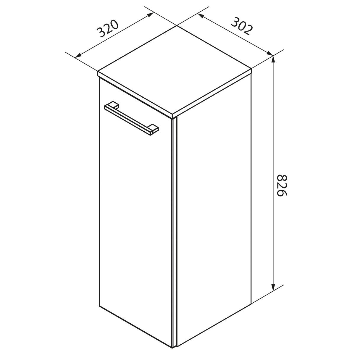 Fackelmann  Midischrank links B.Style 302 x 826 x 320 mm Sandeiche Bild 6