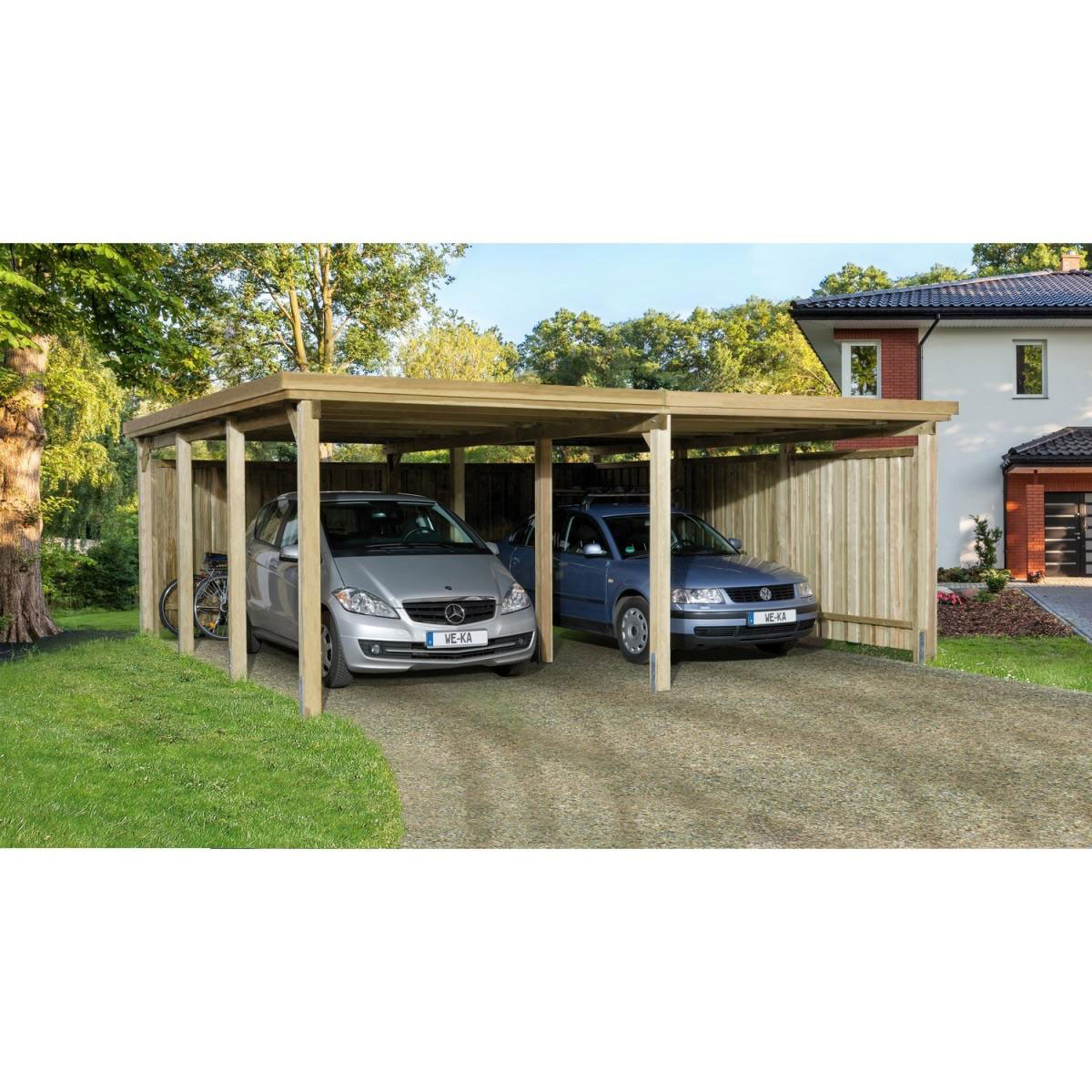 Weka Flachdach-Doppelcarport 618 552 x 567 cm