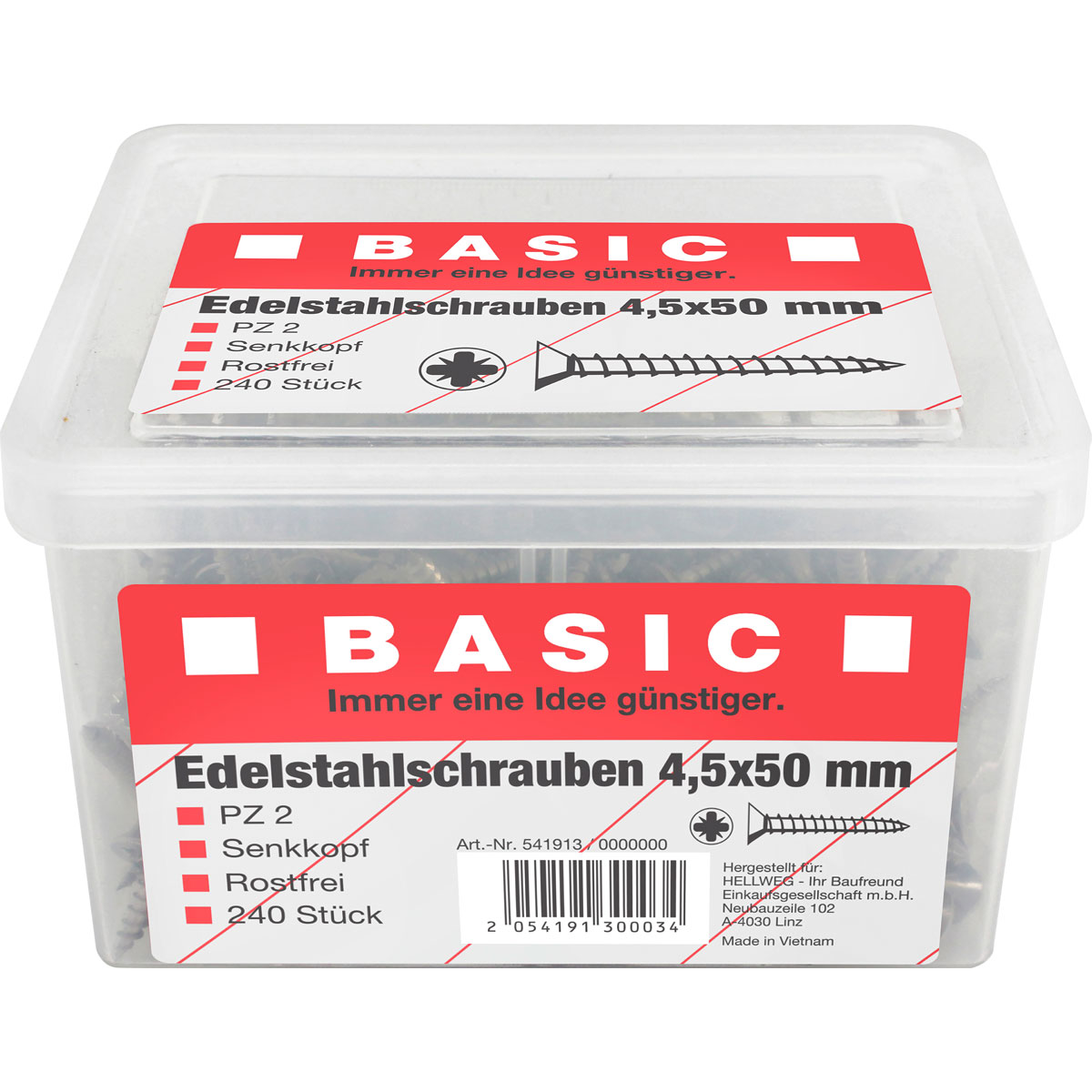 MyTool  Edelstahlschraube 4,5 x 50 mm 240 Stück im Eimer