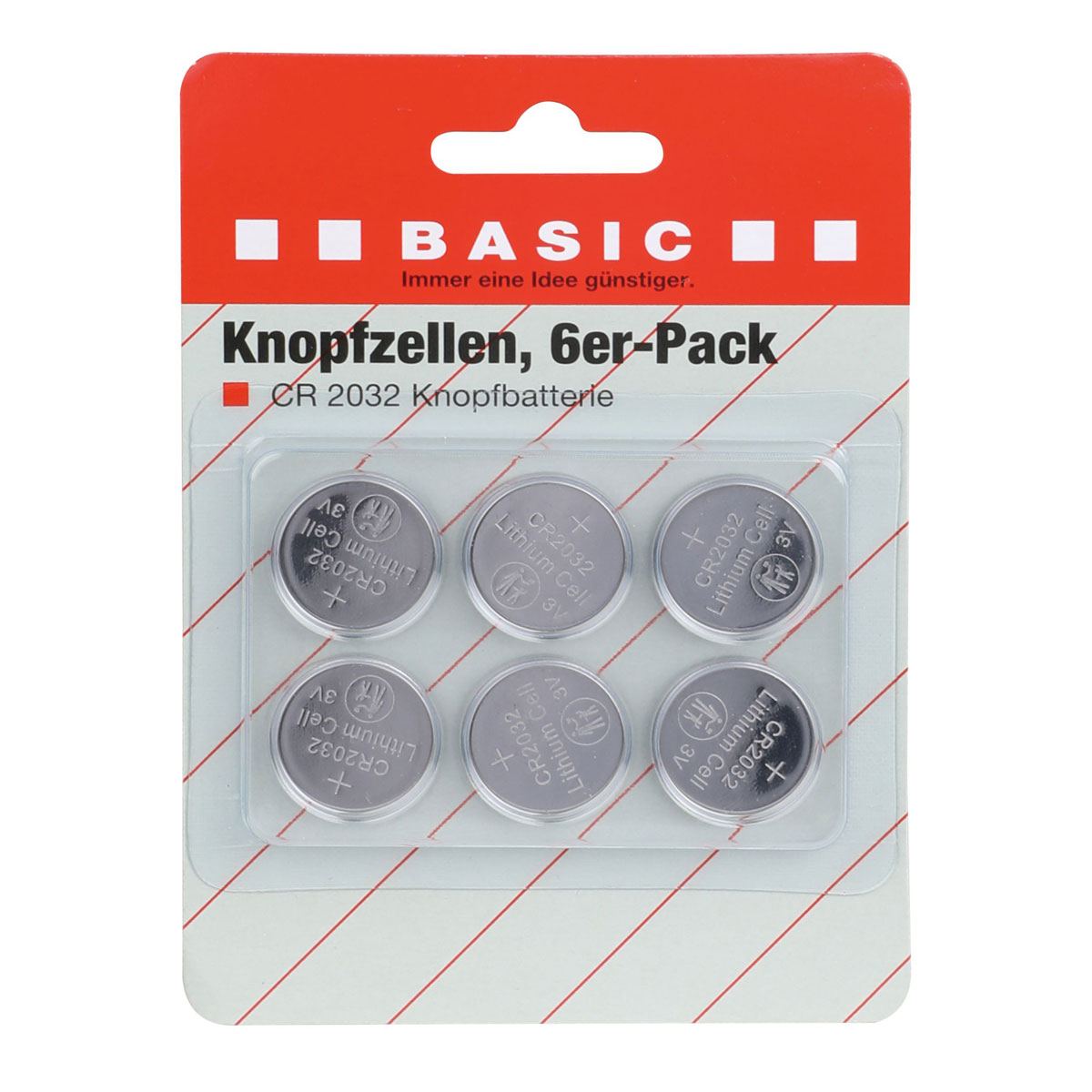 Basic Knopfzellen CR2032 6er-Pack