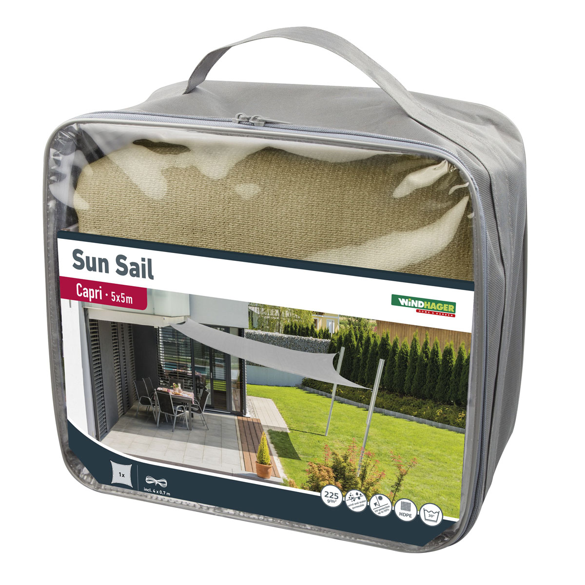 Viereck-Segel Capri 5 x 5 m champagner Bild 4