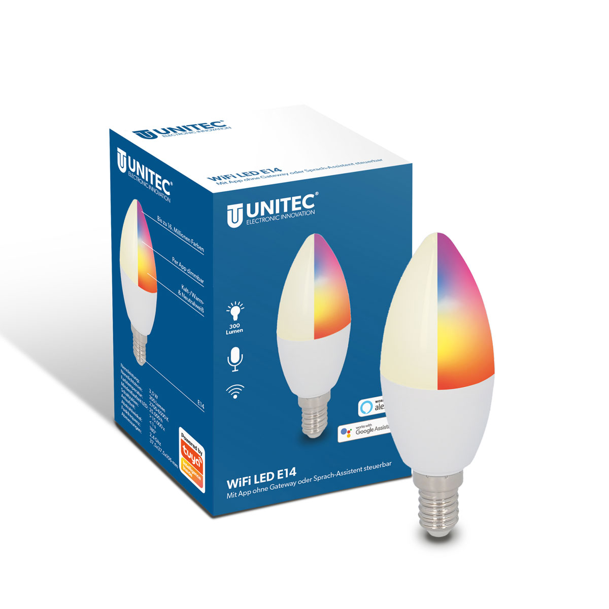 Unitec WIFI LED-Leuchtmittel Smart E14 3,5W RGB CCT dimmmbar Bild 6