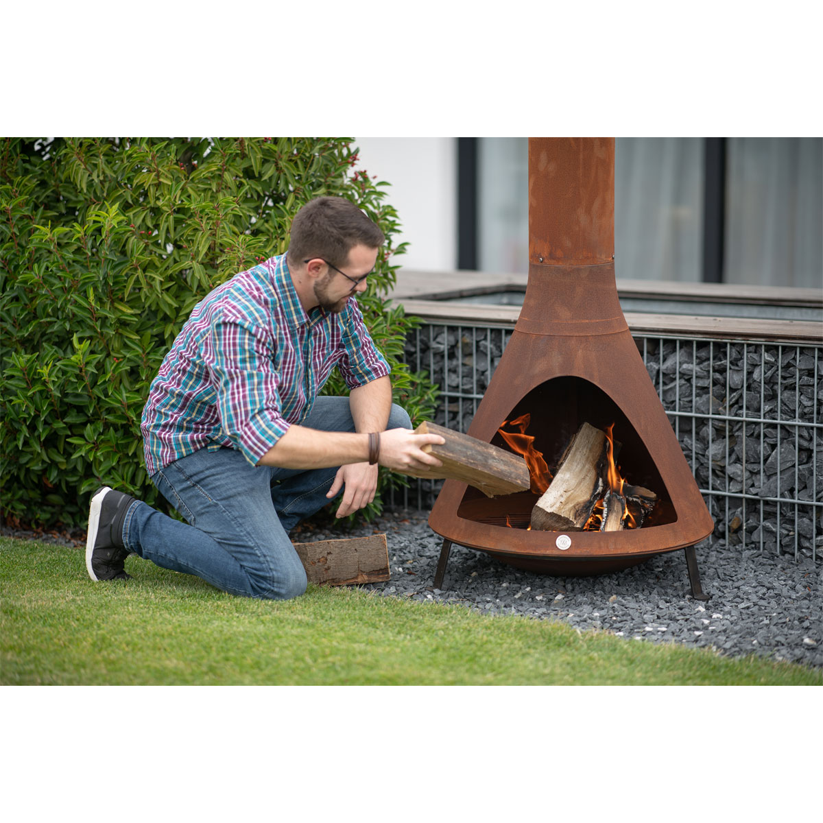 Westmann Terrassenofen Gartenkamin inkl. Rauchablass 70x70x160cm Rost Bild 3