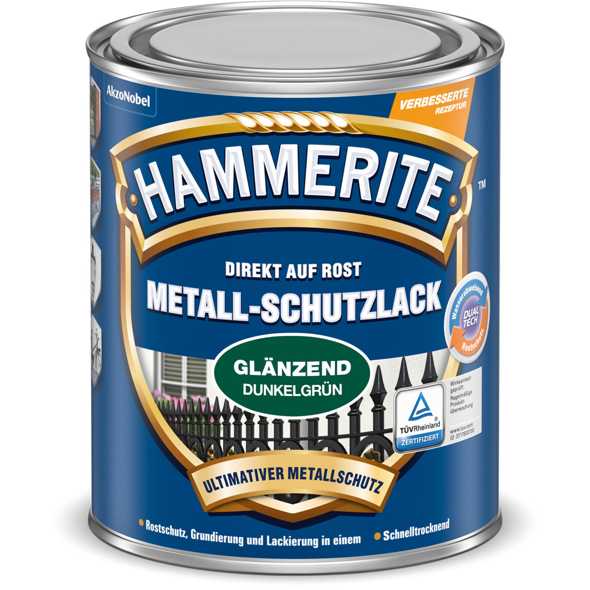 Hammerite Metallschutzlack dunkelgrün glänzend 2,5 L