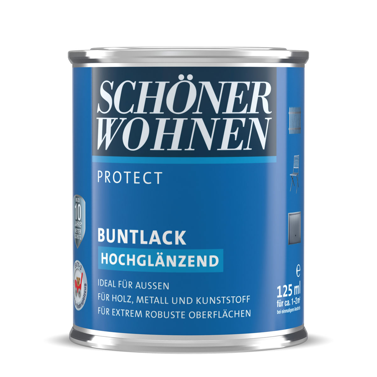 Schöner Wohnen Farbe Buntlack Protect naturgrau hochglänzend 125 ml