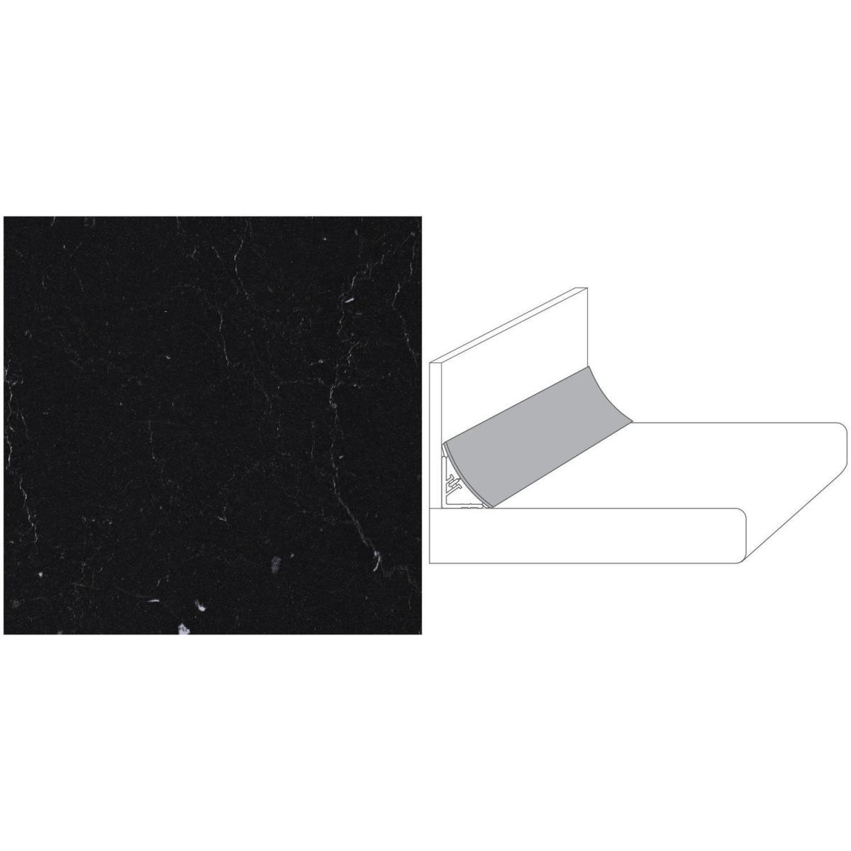 Wandanschlussprofil Plus „marmor marquina kaviar grau“, 590x20x30 mm