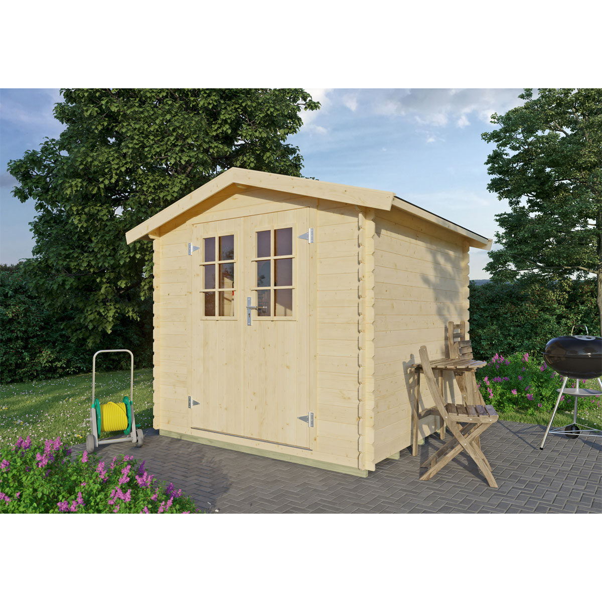 Blockbohlenhaus Köln 210 x 210 cm Bild 2