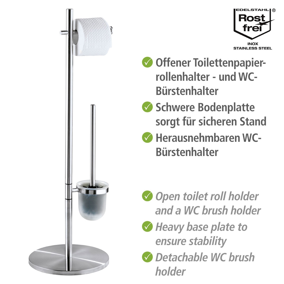 Wenko Stand WC-Garnitur Pieno Edelstahl rostfrei | 514515