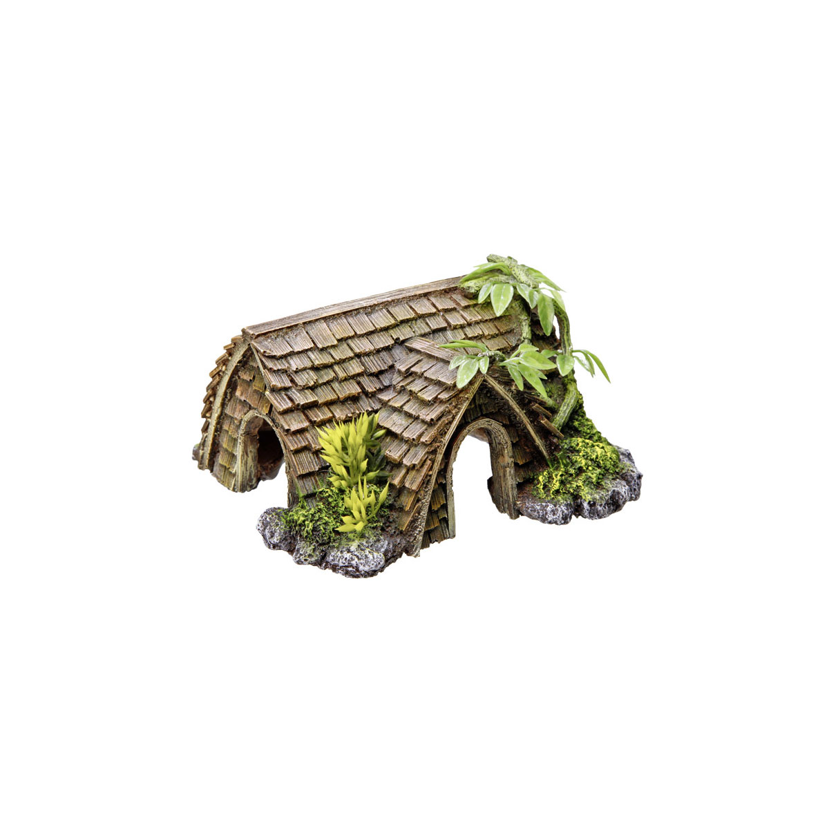 Aqua Ornaments Hütte mit Pflanzen 15 x 14 x 8 cm