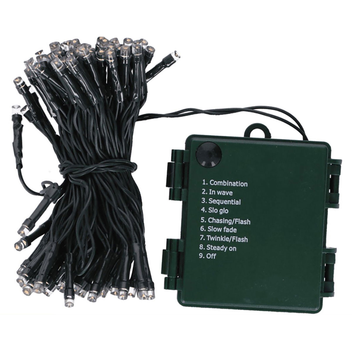 Batterielichterkette mit 24 warm weißen LED IP44 8 Funktionen und Timer