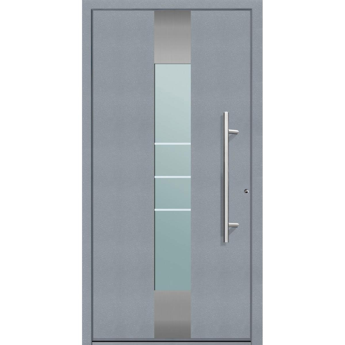 Aluminium Sicherheits-Haustür „Catania Superior“, 60mm, grau, 100x210 cm, Anschlag rechts, inkl. Griffset