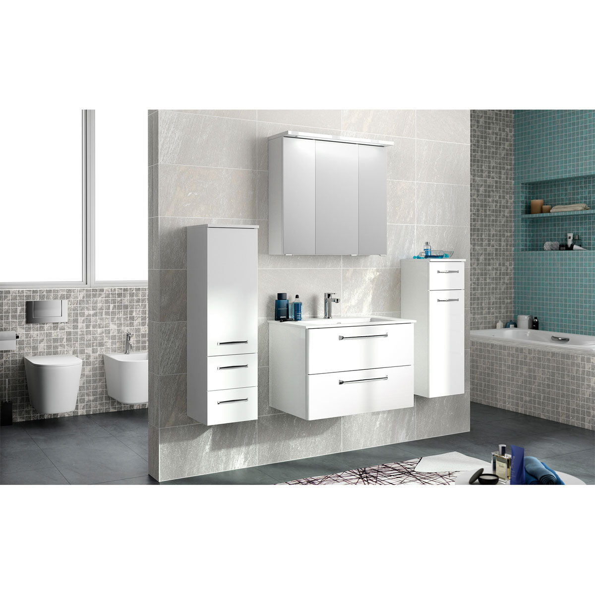 Pelipal Midischrank Trentino weiß hochglanz 30 x 109 x 33 cm Bild 3