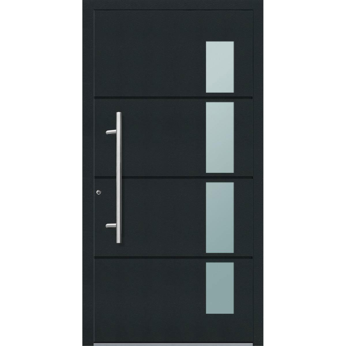 Aluminium Sicherheits-Haustür „Prato Exklusiv“, 75mm, anthrazit, 100x210 cm, Anschlag links, inkl. Griffset