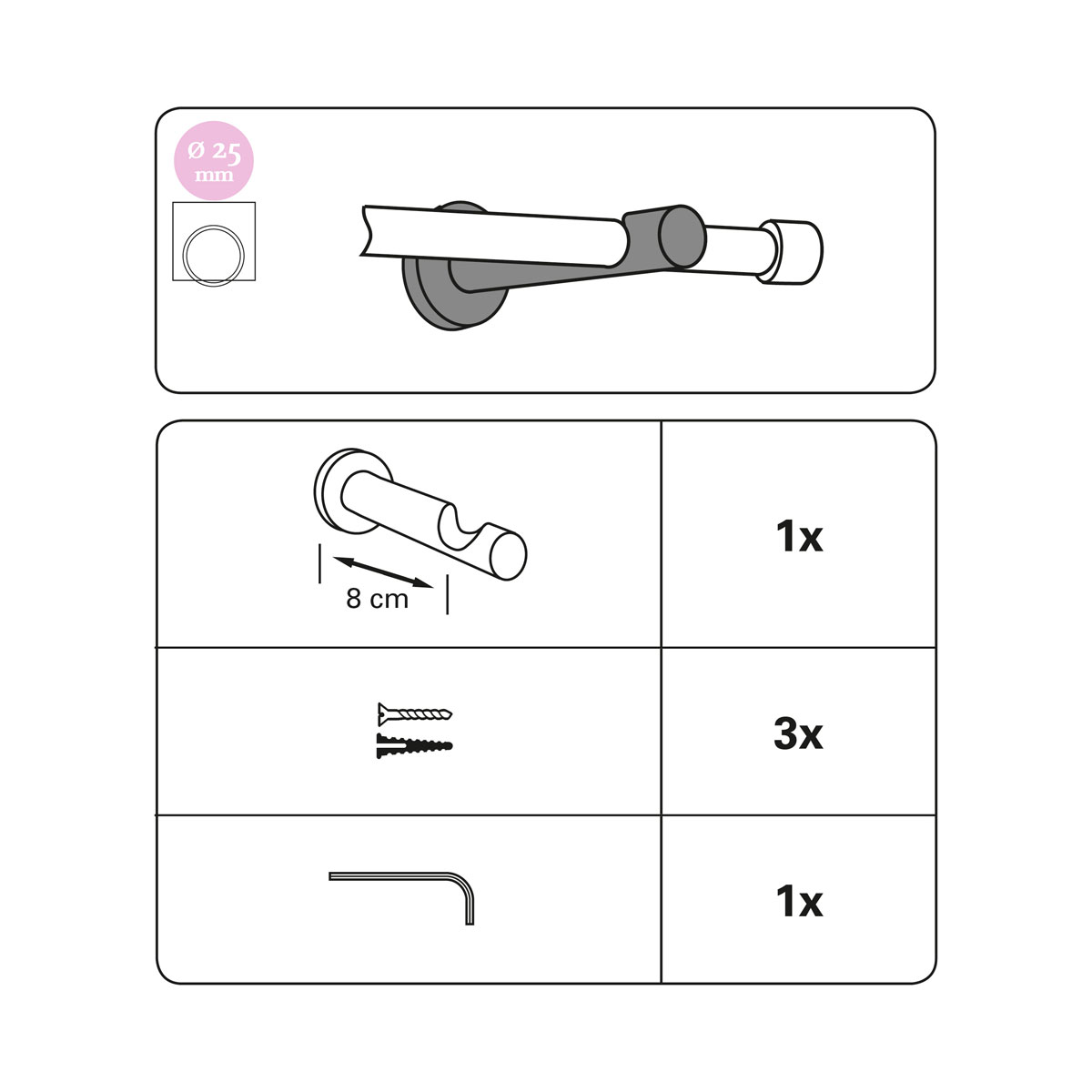 Gardinia Wandträger Windsor für Durchmesser 25 mm offen bronze Bild 5