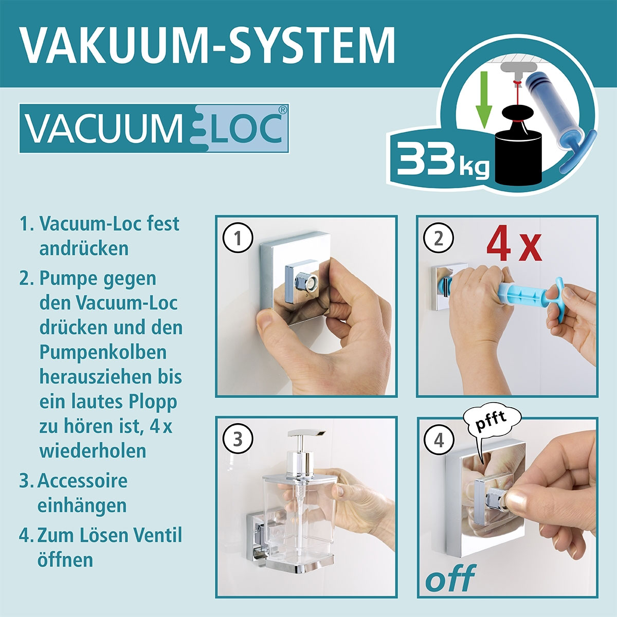 Wenko Vacuum-Loc Wandregal Quadro 2 Etagen | 217266