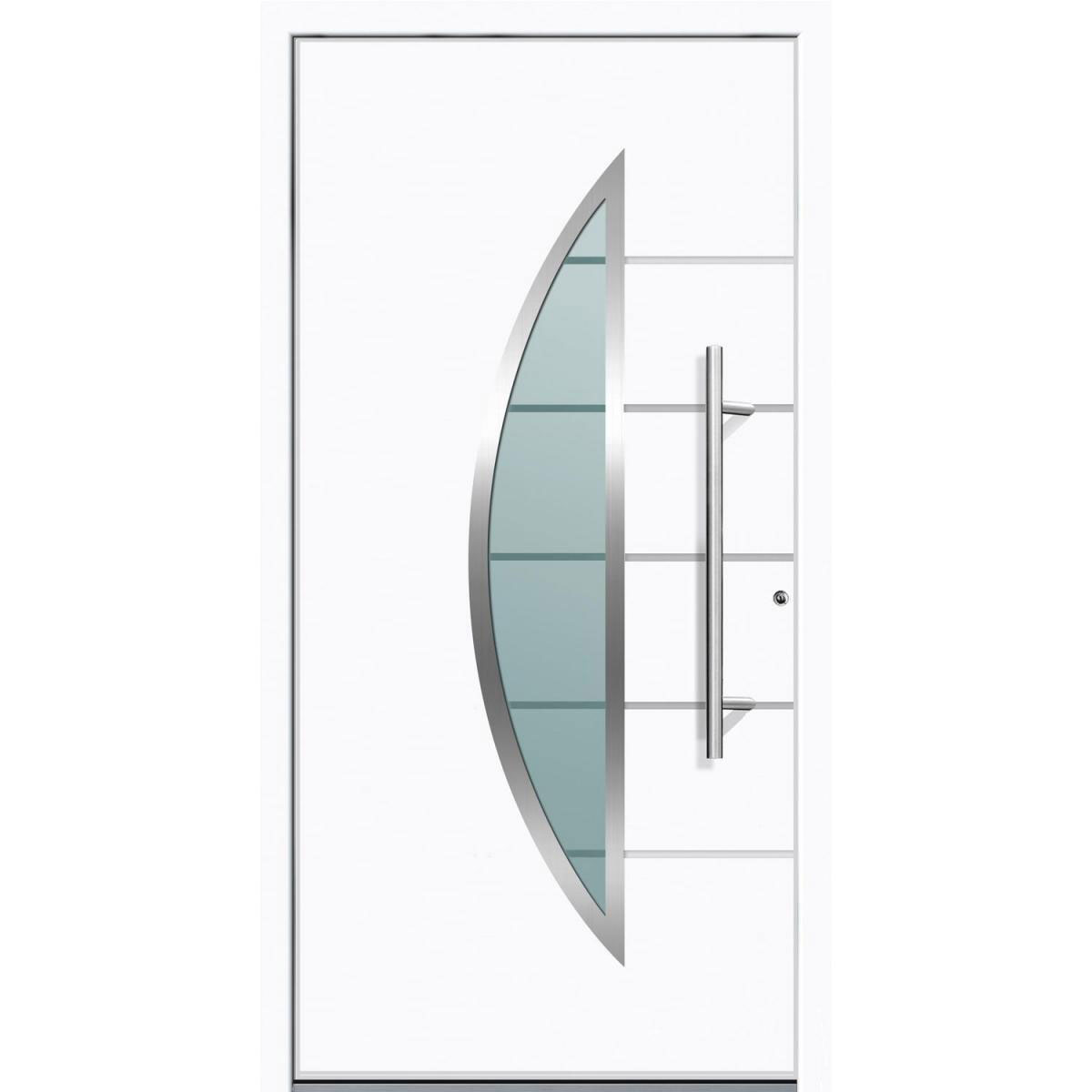 Aluminium Sicherheits-Haustür „Sassari Superior“, 60mm, weiß, 100x210 cm, Anschlag rechts, inkl. Griffset