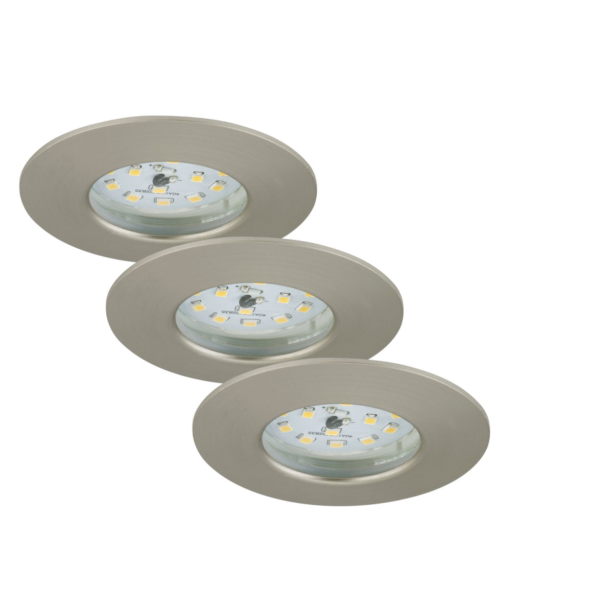 Briloner LED-Einbauleuchte 3er-Set matt-nickel rund