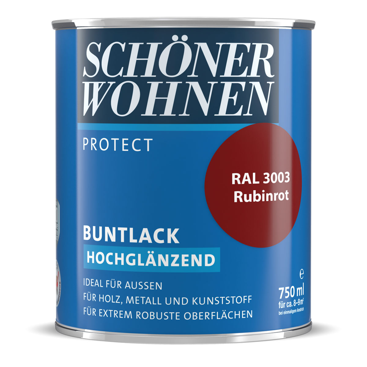 Schöner Wohnen Farbe Buntlack Protect rubinrot hochglänzend 125 ml