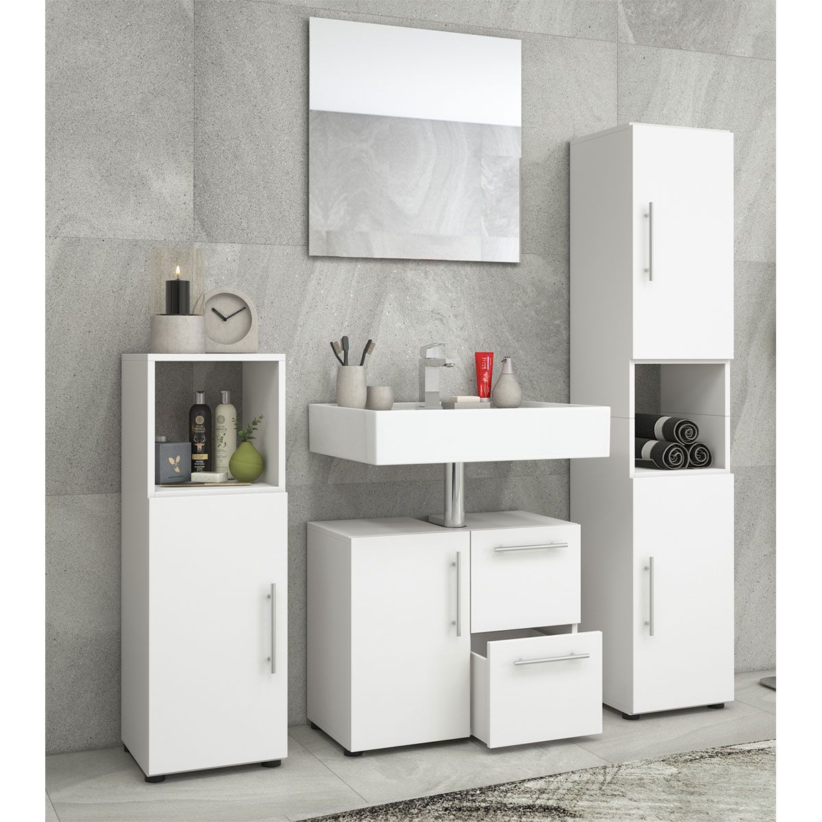 Badset Flandu mit Spiegel weiß Bild 2