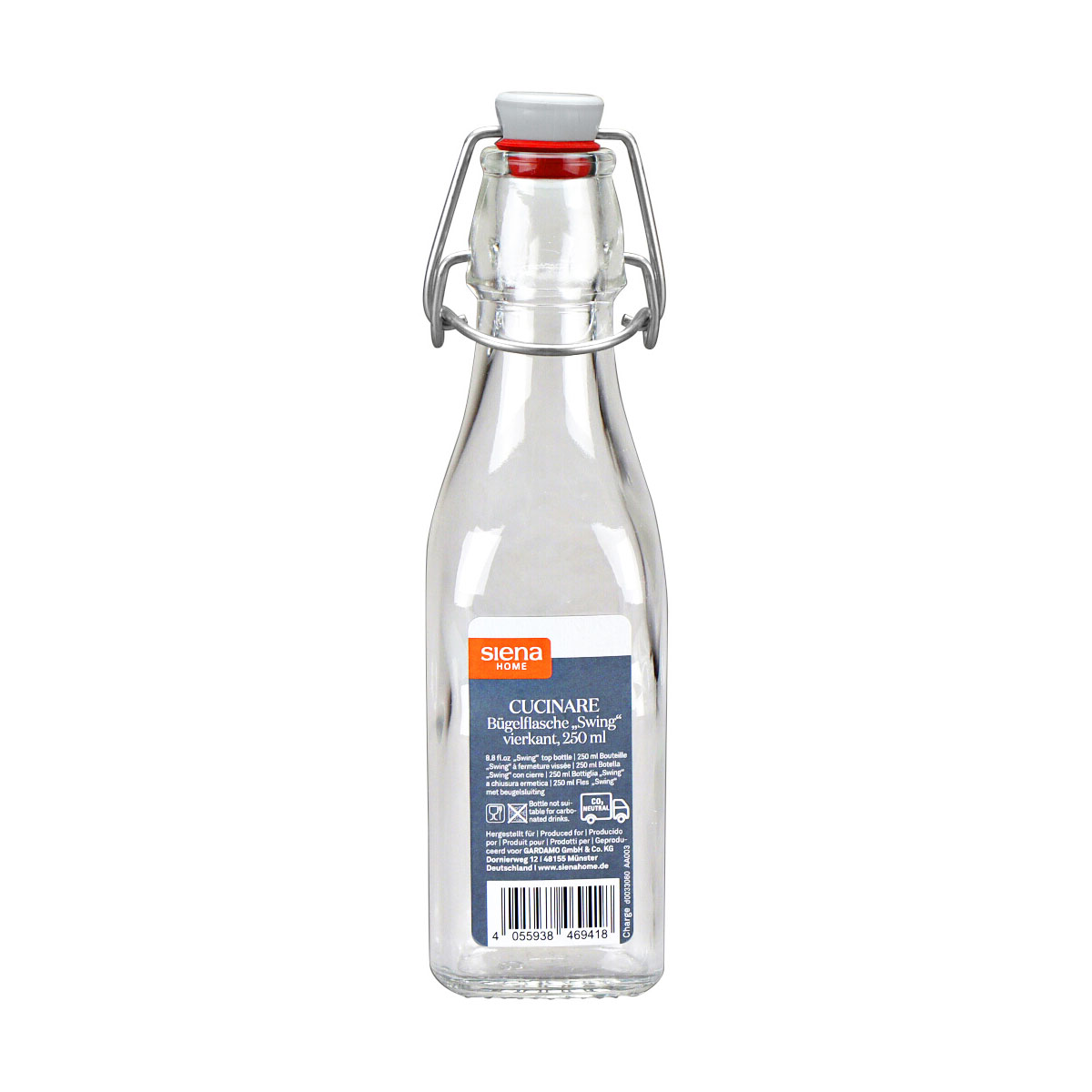 Bügelflasche Swing 250 ml vierkant