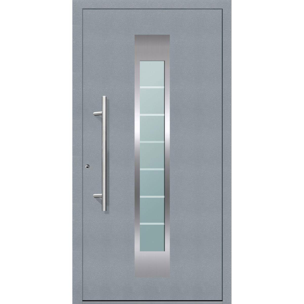 Aluminium Sicherheits-Haustür „Florenz Exklusiv“, 75mm, grau, 110x210 cm, Anschlag links, inkl. Griffset