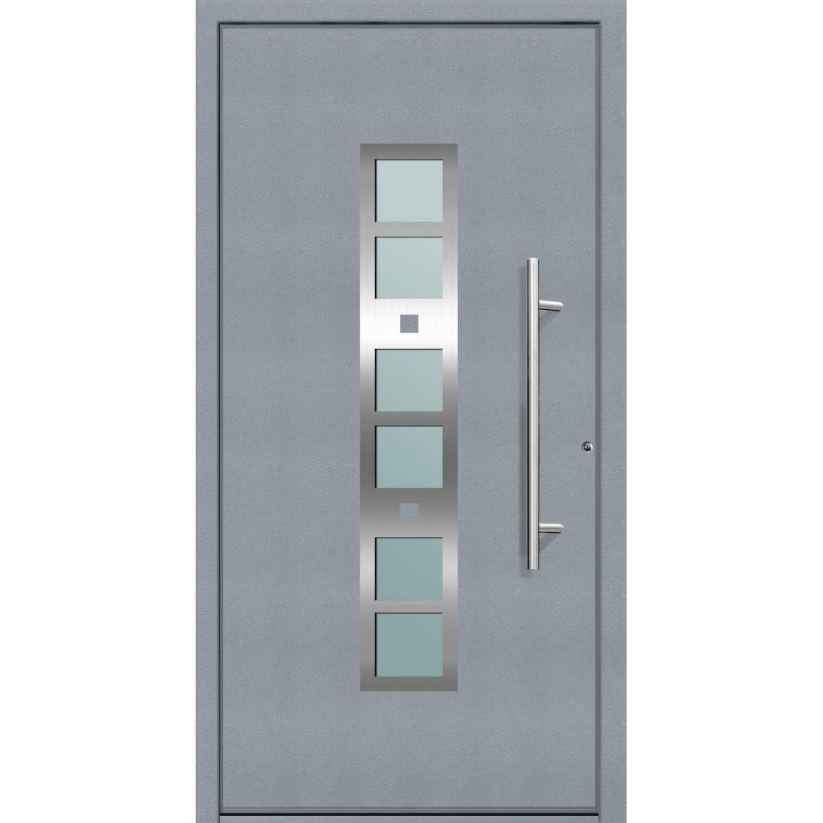 Aluminium Sicherheits-Haustür „Pisa Superior“, 60mm, grau, 110x210 cm, Anschlag rechts, inkl. Griffset