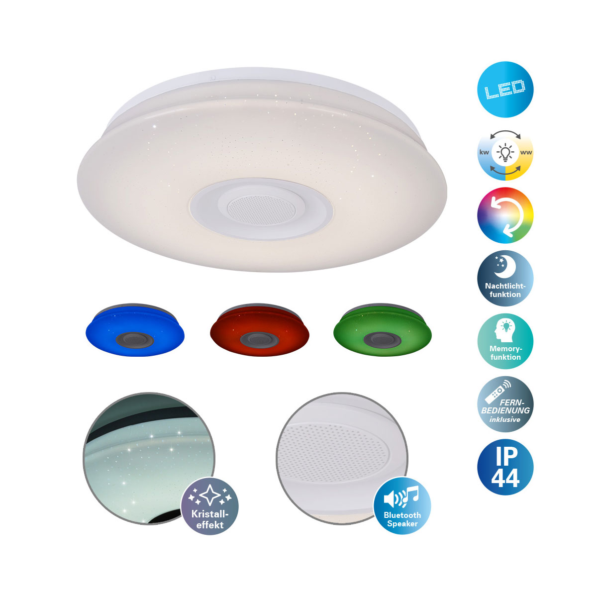 Bluetooth | LED-Deckenleuchte mit weiß Ottawa näve 101677