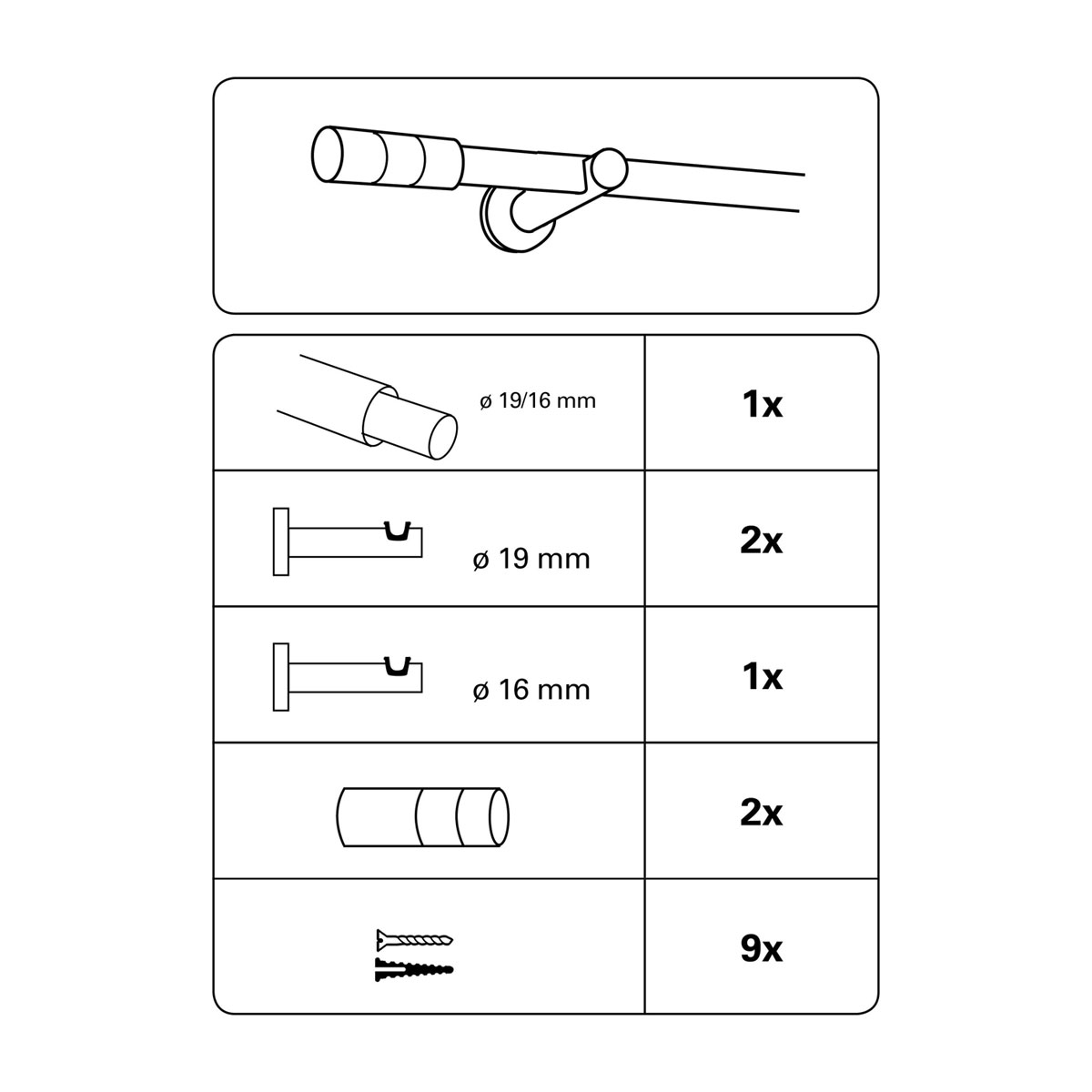 Gardinia Gardinenstange Elba Zylinder Durchmesser 1,9/1,6 x 190-340 cm ivory Bild 6