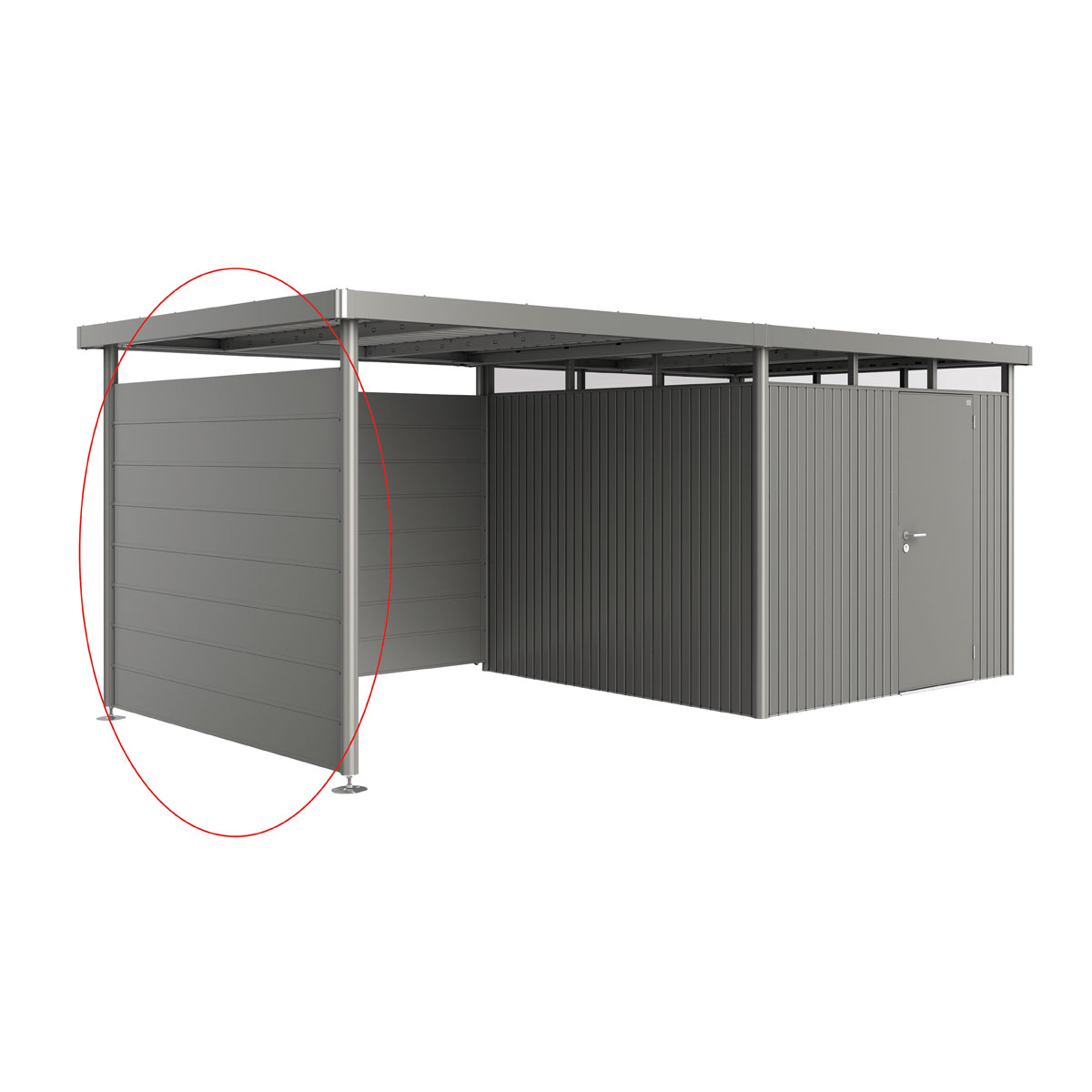 Biohort Seitenwand für Seitendach zu Gerätehaus HighLine H4 quarzgrau-metallic