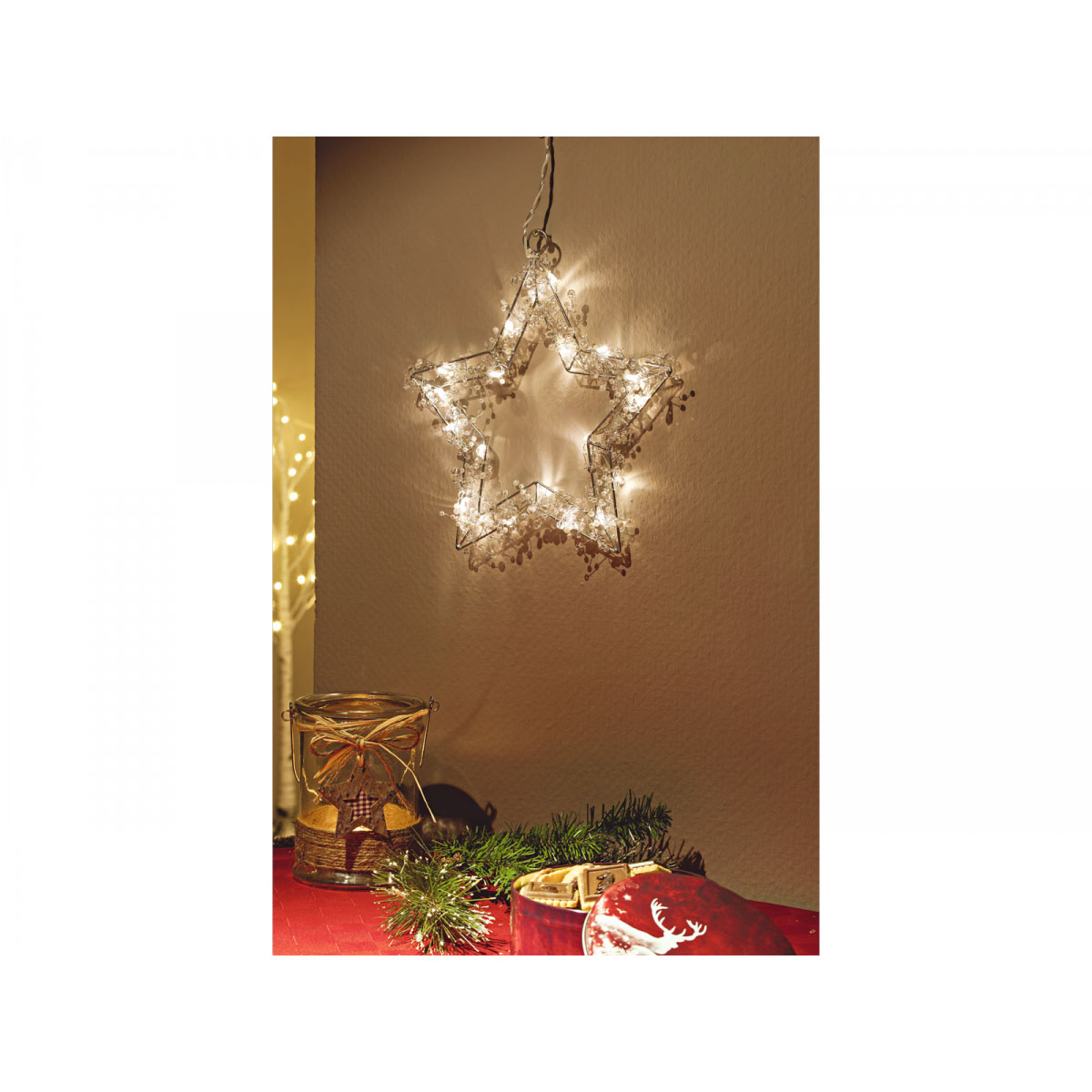 Ambientis Perlen-Lichterstern mit 20 warmweißen LEDs batteriebetrieben Bild 2