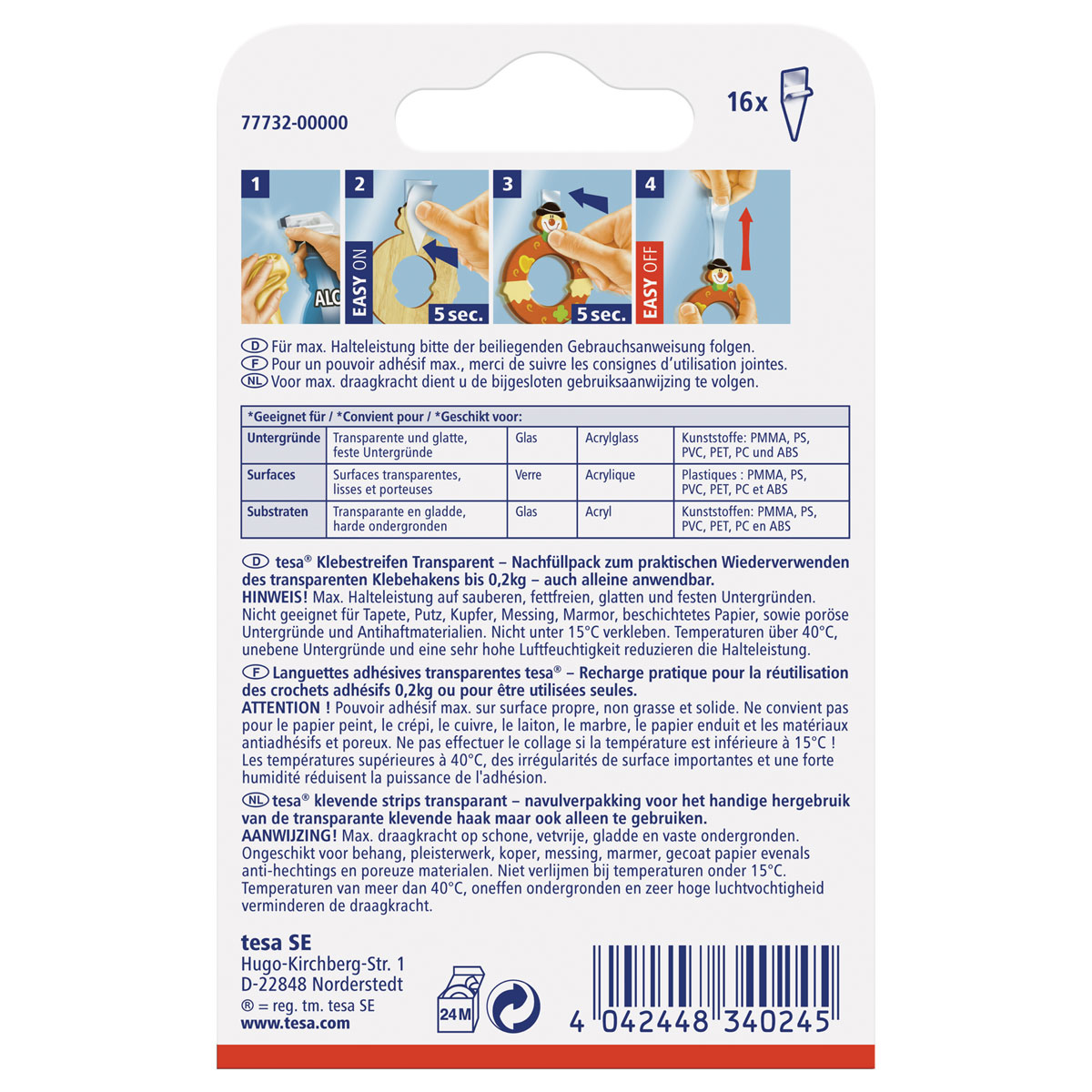 Tesa Klebestreifen transparent Glas 16 Stück Traglast 16 x 0,2 Kg Bild 3