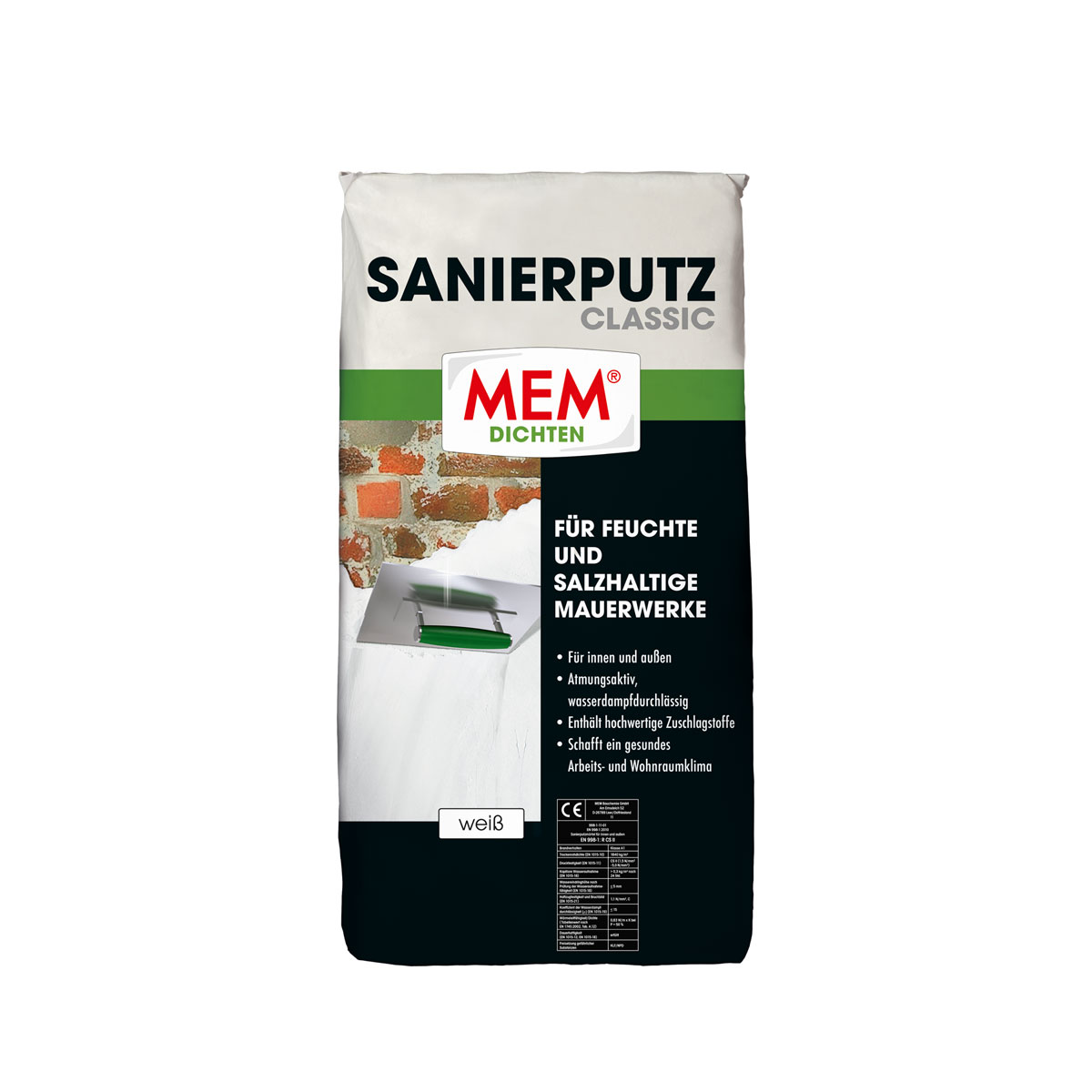 MEM Sanierputz Classic 25 kg weiß
