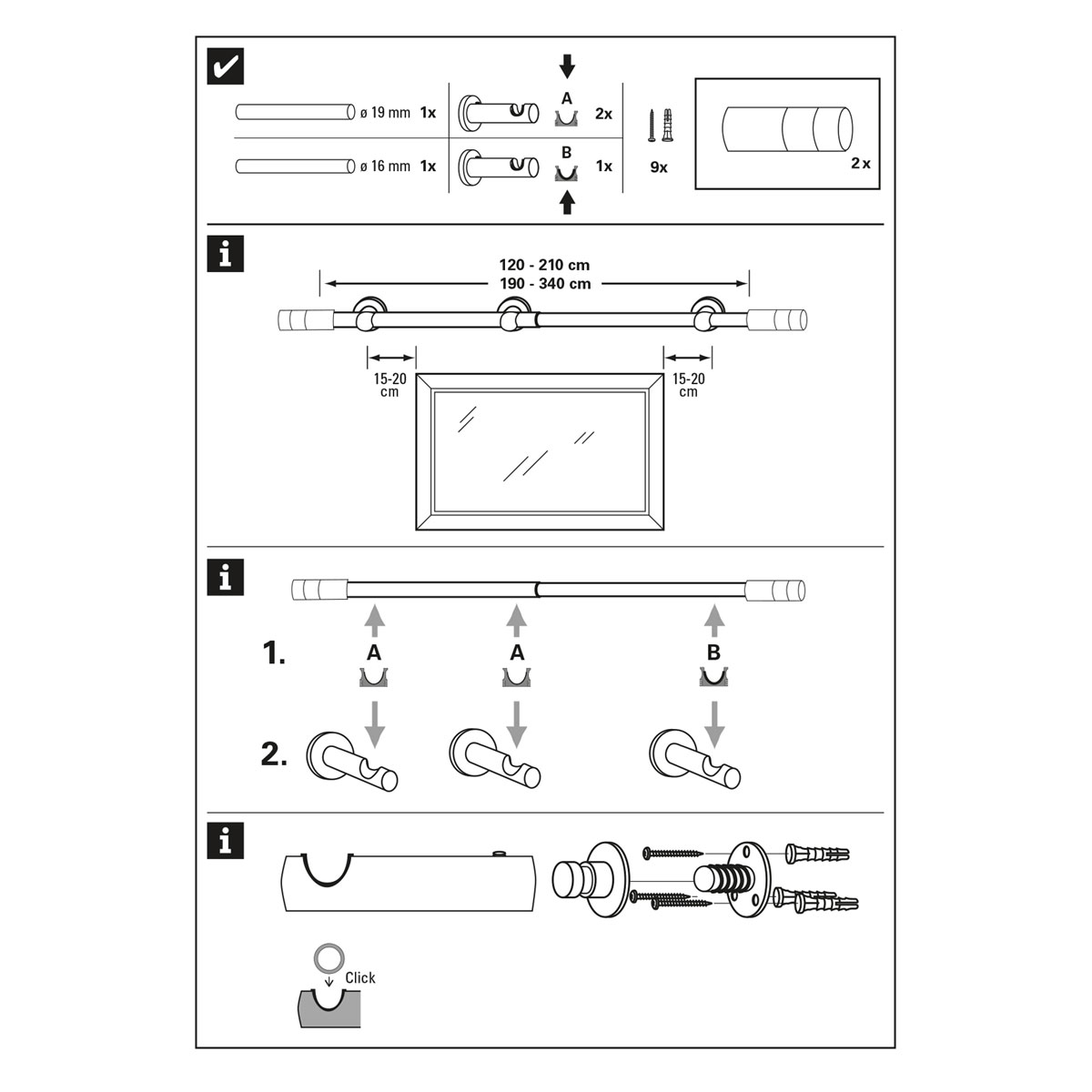 Gardinia Gardinenstange Kreta Zylinder 120-210 cm weiß Bild 6