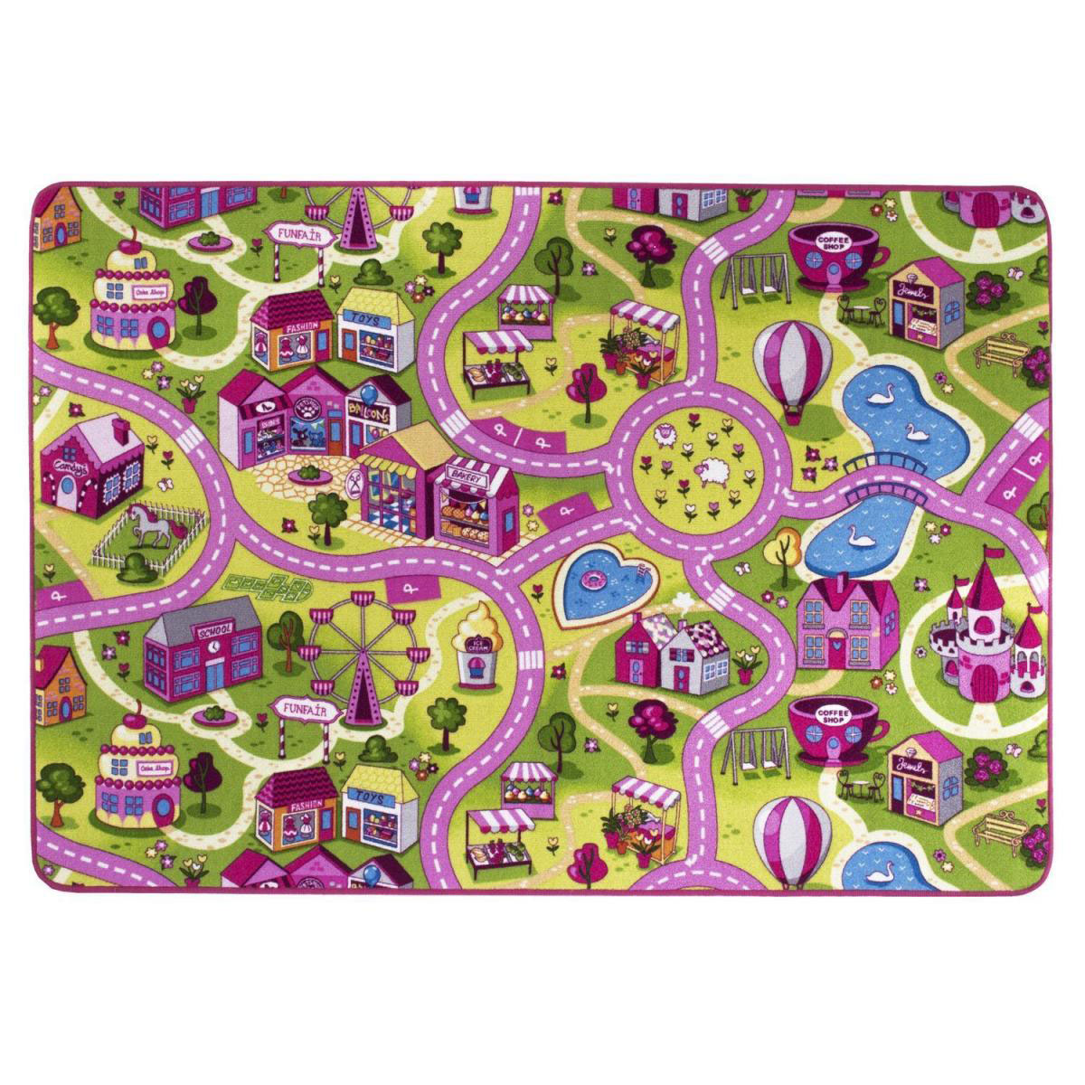 Teppich Sweet Village 140 x 200 cm Mehrfarbig