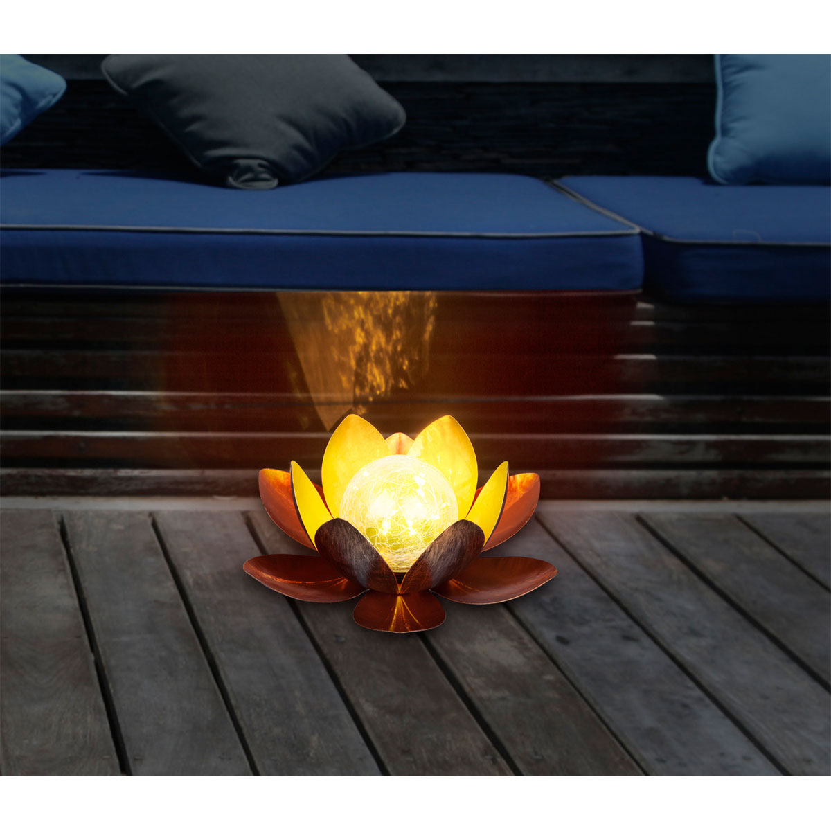 Flector Garten LED-Solar-Dekoleuchte Lotus kupfer Bild 2