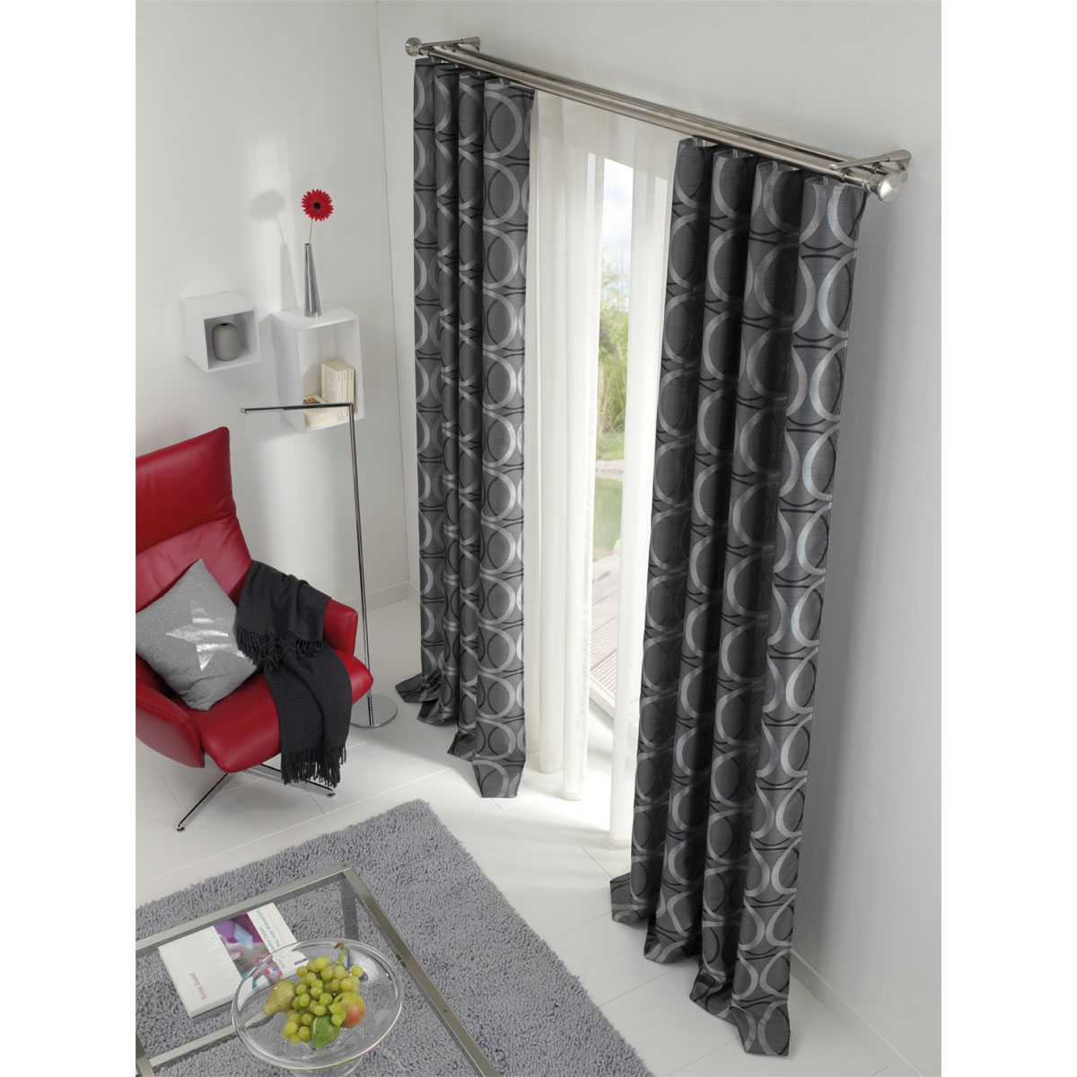 Gardinia  Gardinenstange Windsor mit Innenlauf Durchmesser 16 mm 160 cm Edelstahl-Optik Bild 3