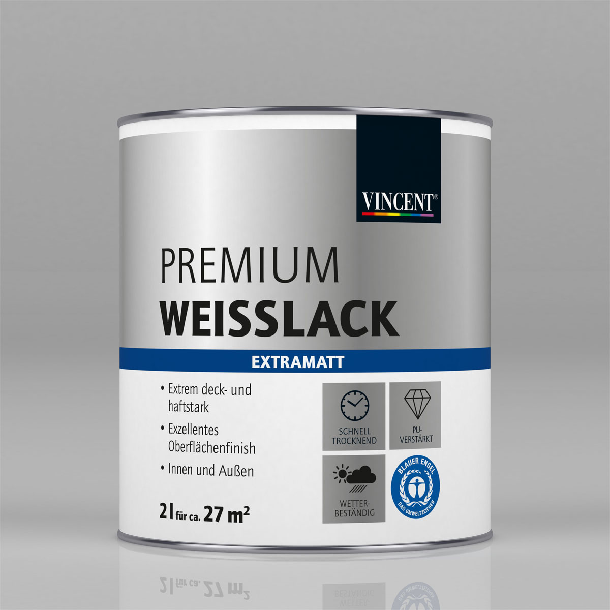 Premium Weißlack „RAL 9010 Reinweiß“ extramatt, 2 L