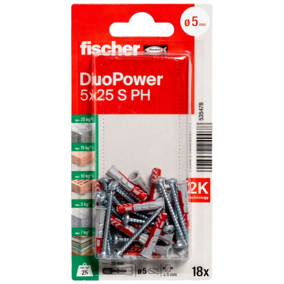 Fischer Dübel DuoPower 5x25 S PH K (18)