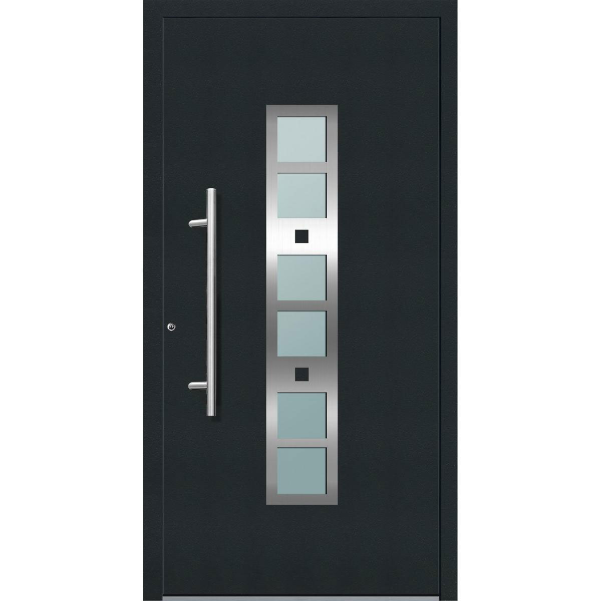 Aluminium Sicherheits-Haustür „Pisa Exklusiv“, 75mm, anthrazit, 110x210 cm, Anschlag links, inkl. Griffset
